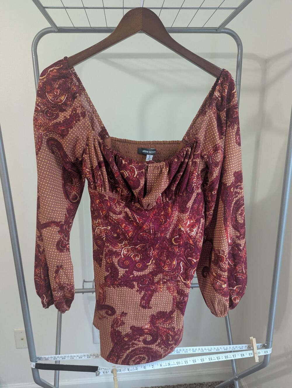 Urban Outfitters Paisley Puff Sleeve Mini Dress Smocked Back Size Medium
